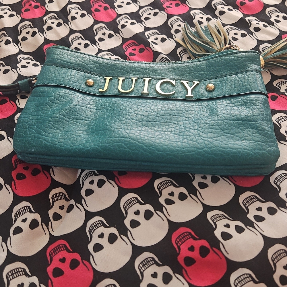 Juicy Couture Blue Pebbled Leather Wristlet